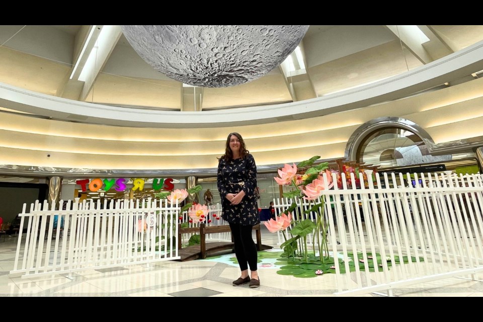 Bronwyn Bailey, marketing manager at Lansdowne Centre, with the Mid-Autumn Festival decoration.